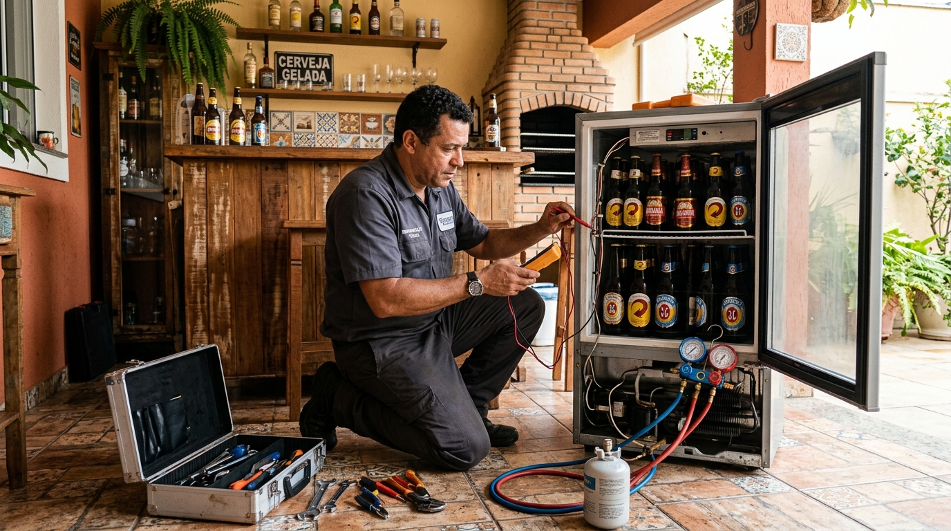 Recarga de gás refrigerante de cervejeira em Curitiba‑PR